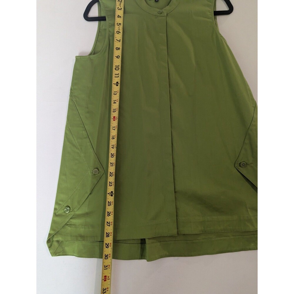 Vision 155 Sleeveless Button‎ Tunic Blouse Green 97% Cotton Women Regular - Picture 5 of 6